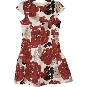 Crazy 8 Girls Size 10 Red Blue Tan Floral‎ Short Sleeve Dress